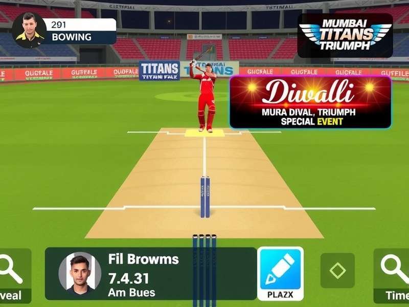 Mumbai Titans Triumph gameplay screenshot showing cricket action